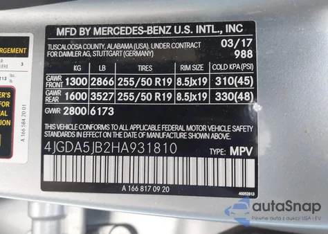 2017 Mercedes-Benz Gle 350 from USA, damaged, VIN 4JGDA5JB2HA931810